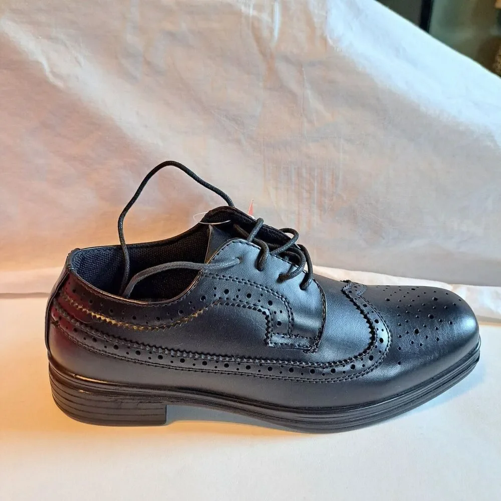 Deer Stags Ace Oxford Leather Wingtip Dress Shoes Big Boys Size 5M Black - New!